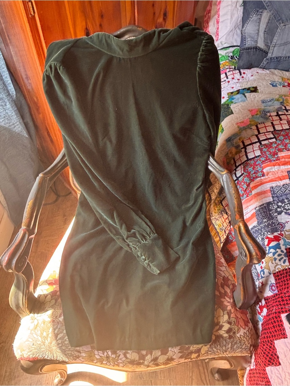 Banana Republic Dark Green Long-Sleeve Shift Dress